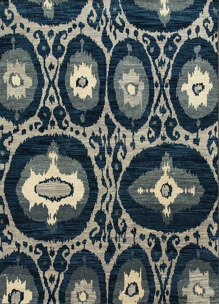 Ashwood & Navy Hand-Knotted Rug