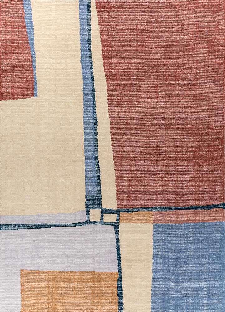 Coral & Light Gold Hand Loom Rug