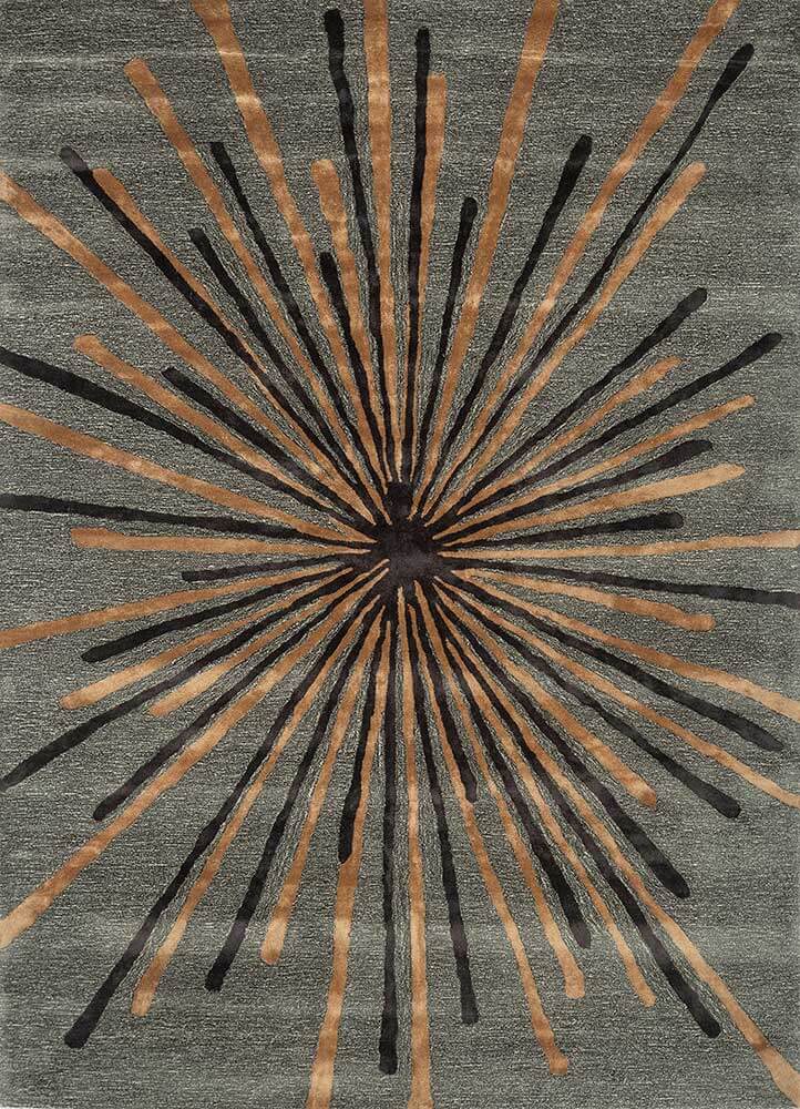 Marble & Dark Amber Gold Abstract Hand-Tufted Rug