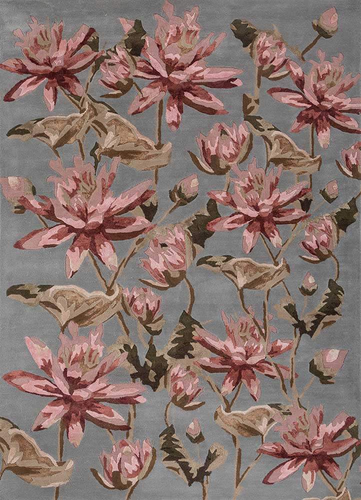 Pearl Blue Floral Hand Tufted Rug