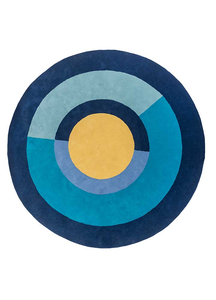 aspen gold/navy blue hand tufted Rug