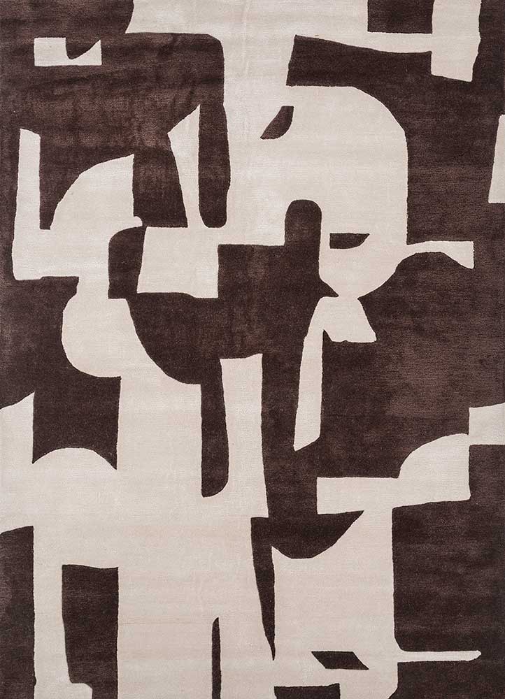 white/light mahogany hand tufted Rug