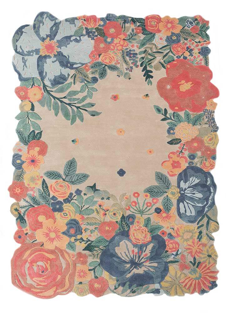 cloud white Floral Hand Tufted Rug