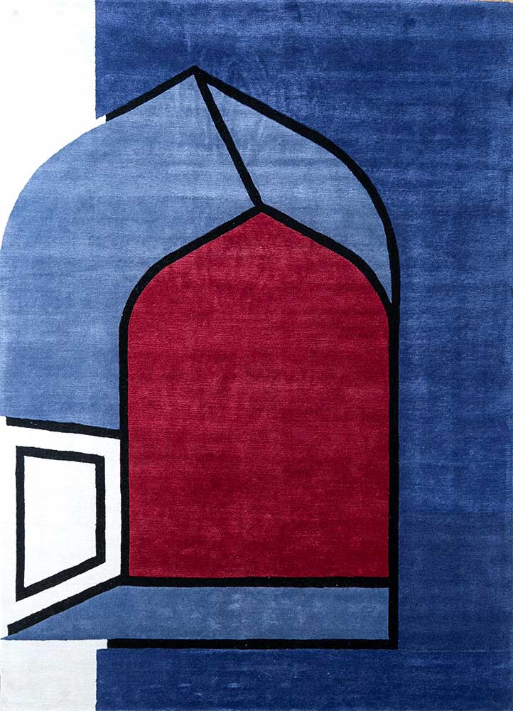 ribbon red/navy blue hand tufted Rugs