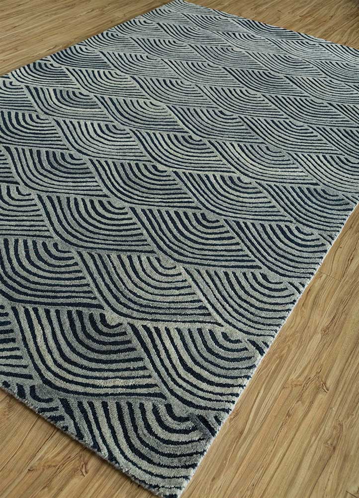 platinum/navy hand tufted Rugs