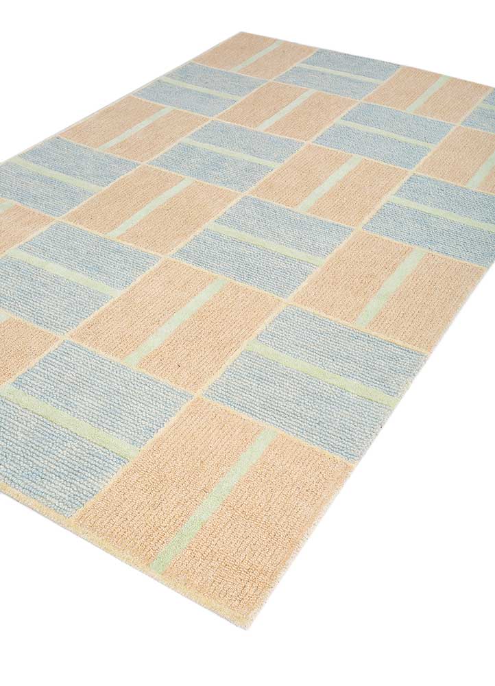 light peach/sea blue hand tufted Rugs