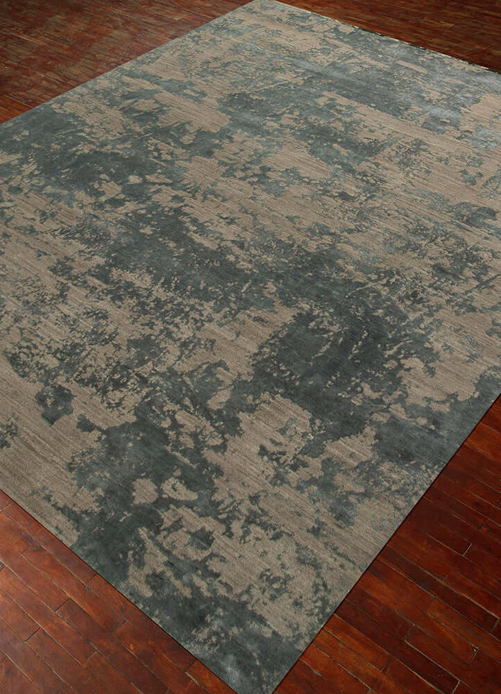 Silver Gray & Stone Blue Hand-Knotted Rug