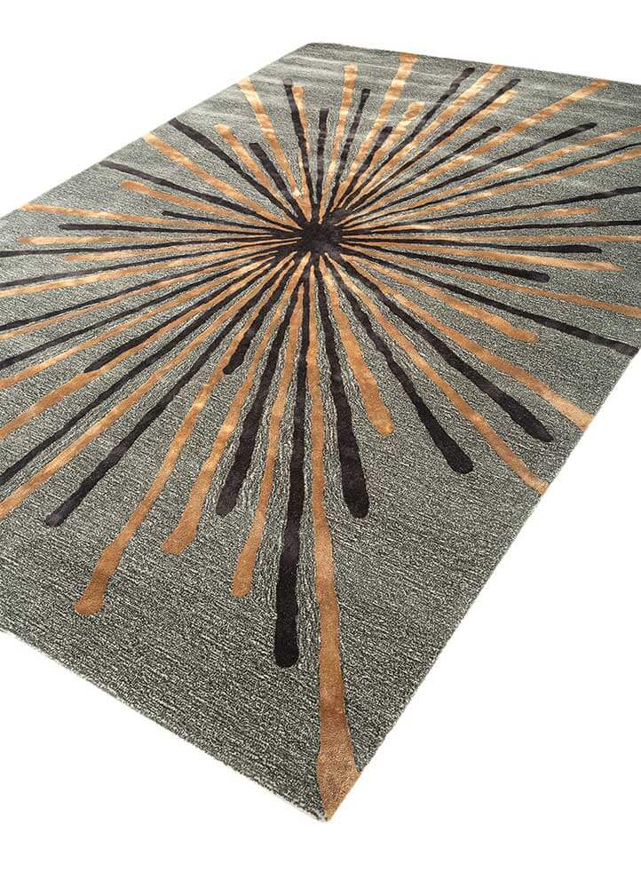 Marble & Dark Amber Gold Abstract Hand-Tufted Rug