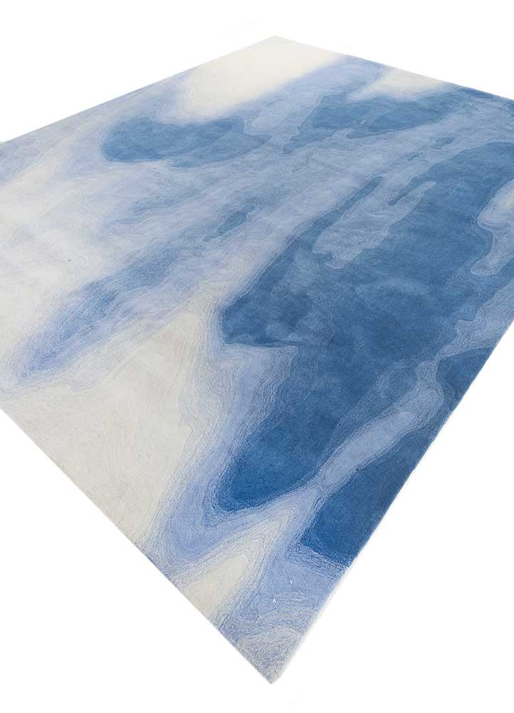 Cashmere Cloud & Dream Blue Abstract Hand-Tufted Rug