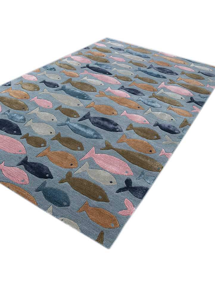 blue haze/olive hand tufted kids Rugs