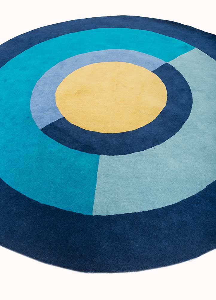 aspen gold/navy blue hand tufted Rug