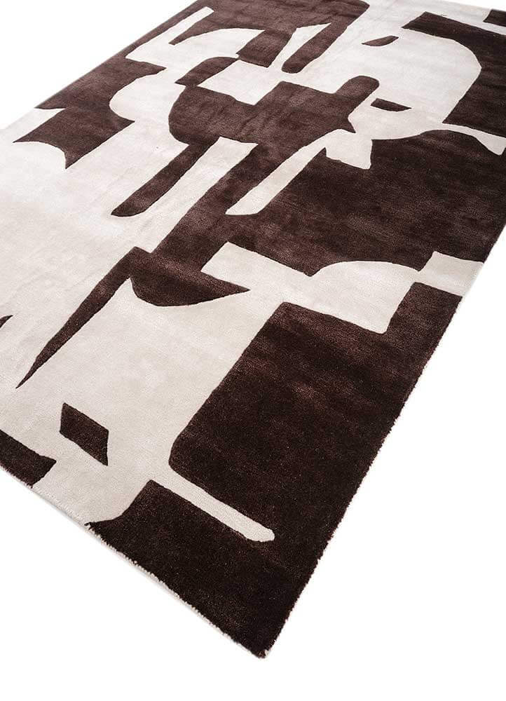 white/light mahogany hand tufted Rug