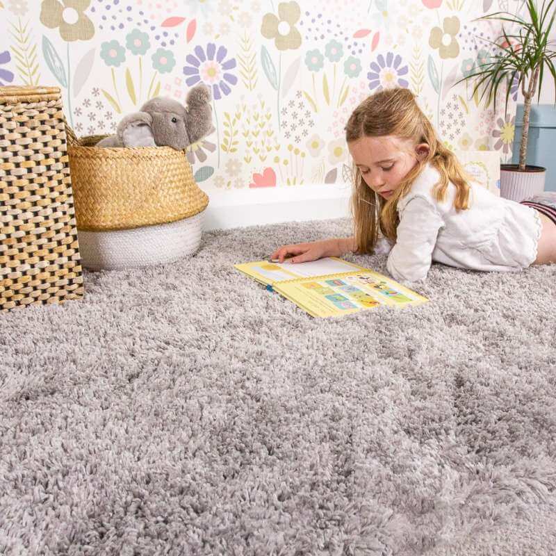 Silver Super Soft Luxury Silver Shaggy Rug