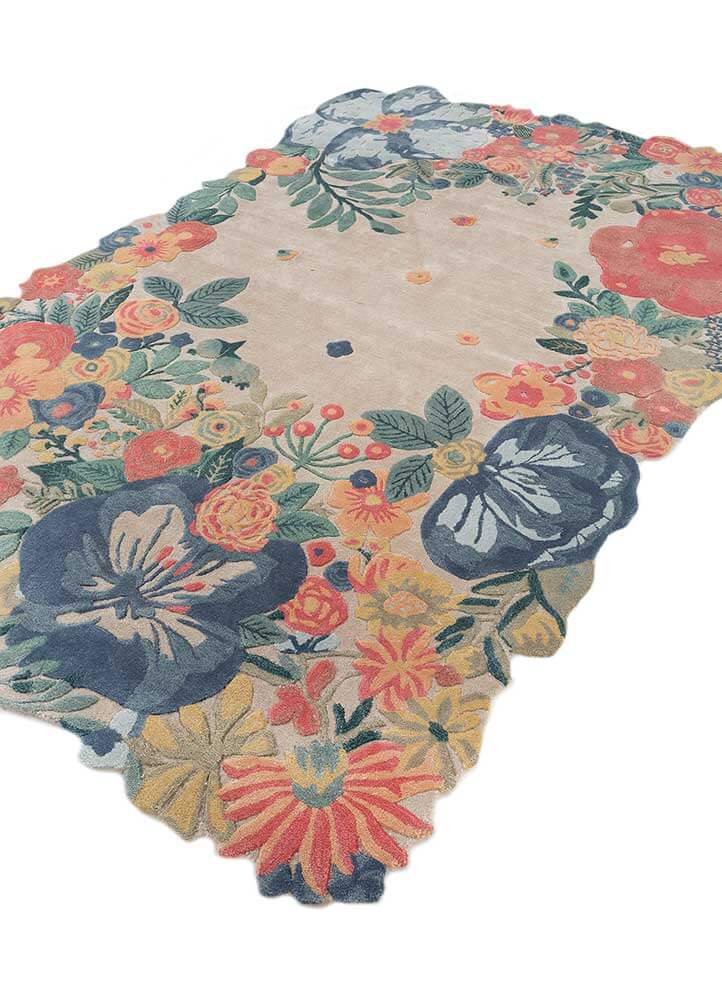 cloud white Floral Hand Tufted Rug