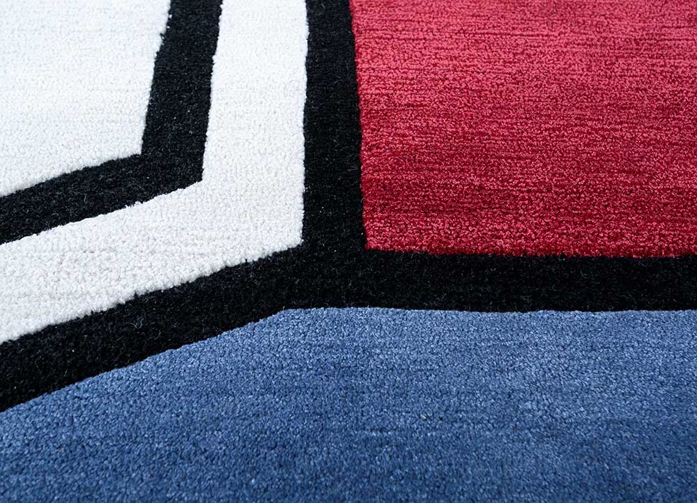 ribbon red/navy blue hand tufted Rugs