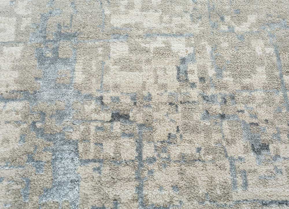 Classic Gray & Pastel Blue Hand-Knotted Rug