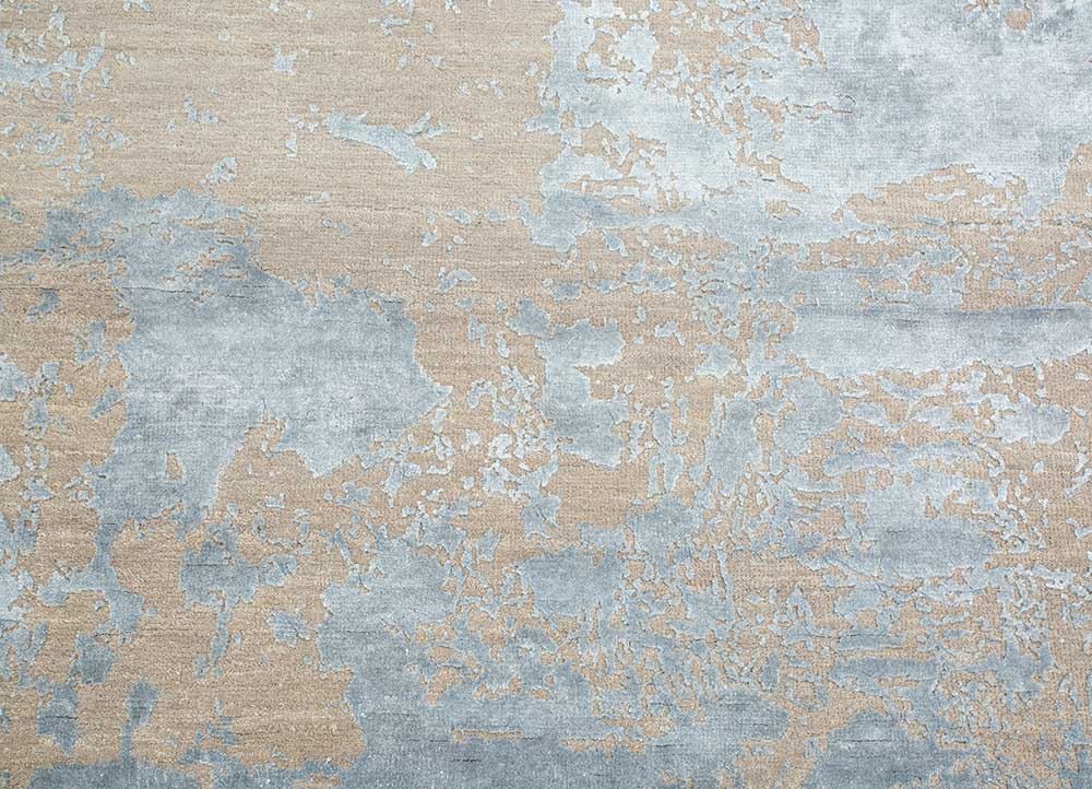 Soft Gray & Skyline Blue Hand-Knotted Rug