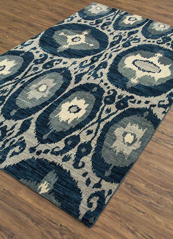 Ashwood & Navy Hand-Knotted Rug