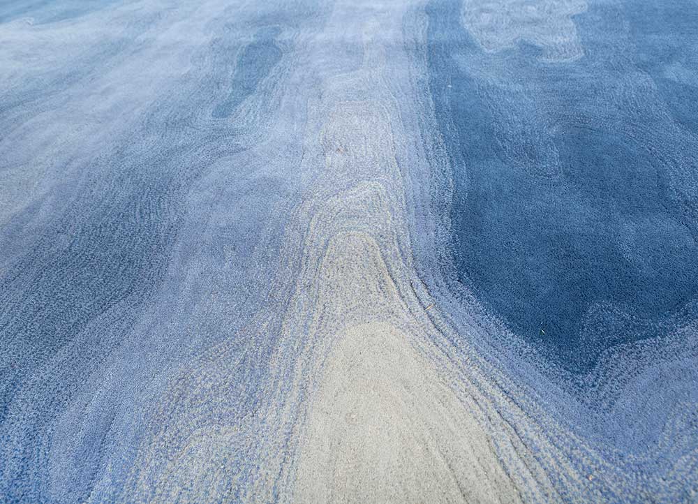 Cashmere Cloud & Dream Blue Abstract Hand-Tufted Rug