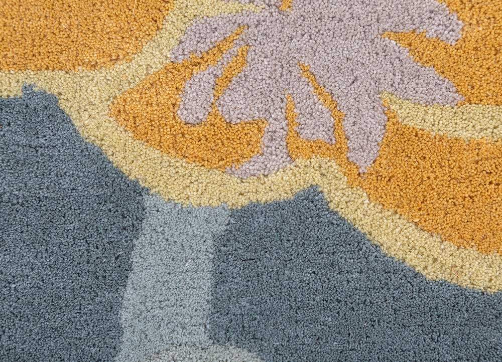 mineral blue/spa blue Floral Hand Tufted Rug