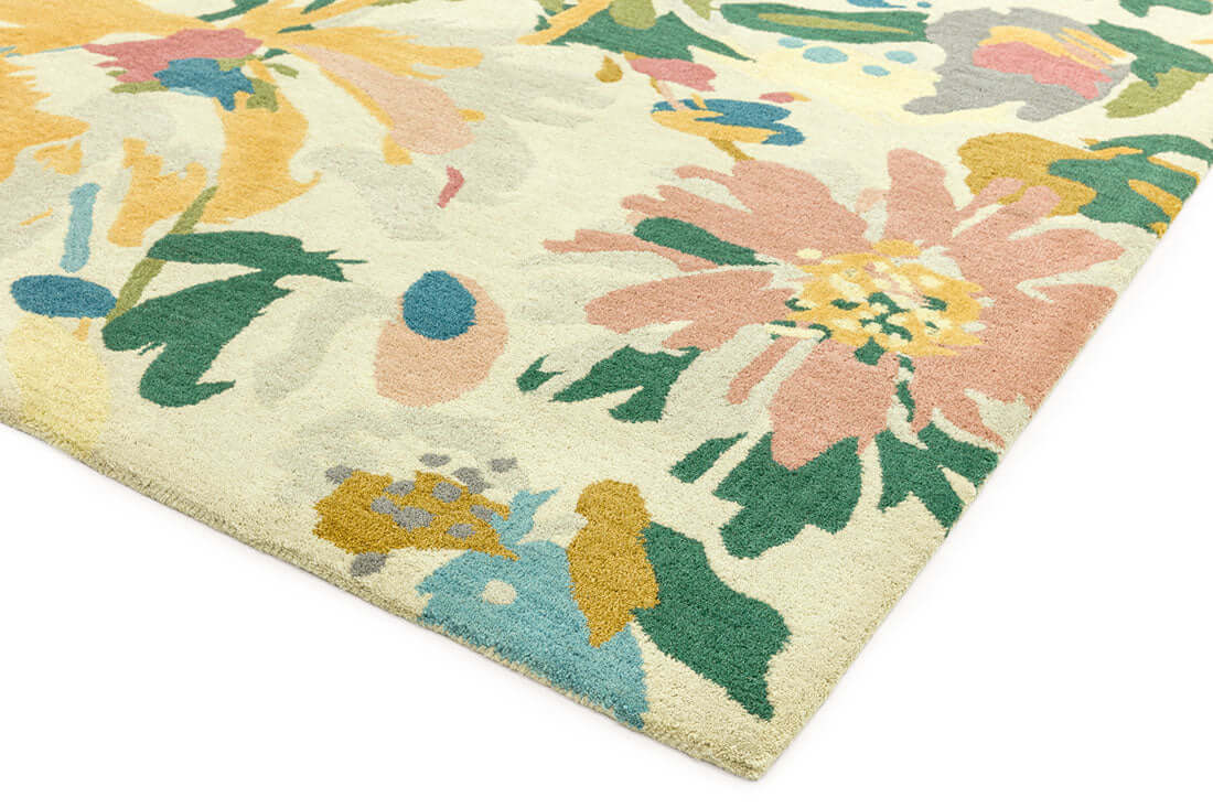 Floral Cream & Pastel Hand-Tufted Rug