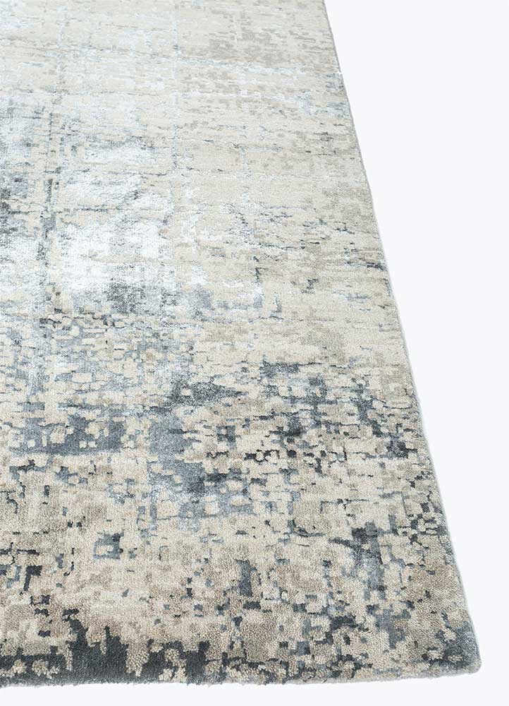 Classic Gray & Pastel Blue Hand-Knotted Rug