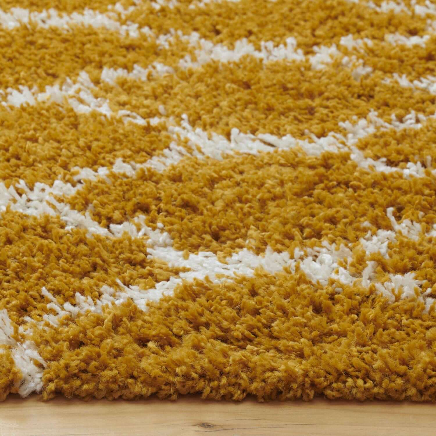 Yellow Moroccan Trellis Shaggy Rug