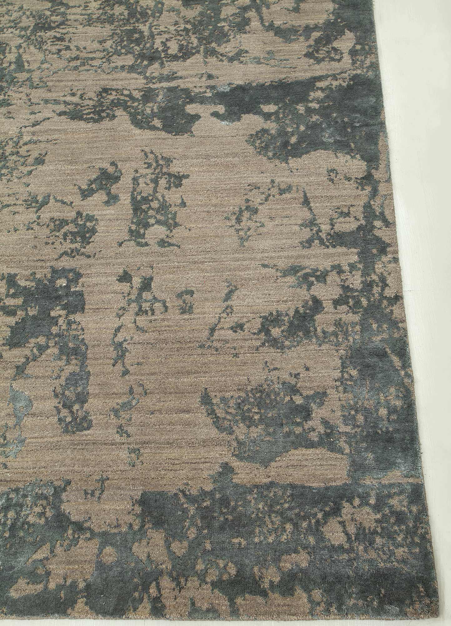Silver Gray & Stone Blue Hand-Knotted Rug