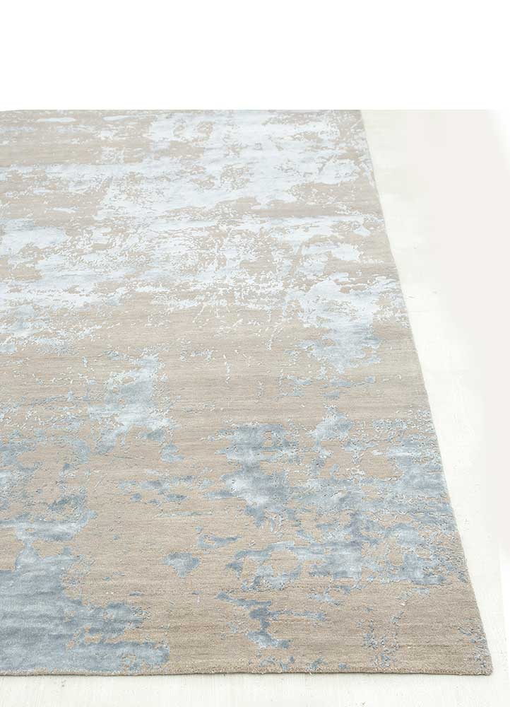Soft Gray & Skyline Blue Hand-Knotted Rug