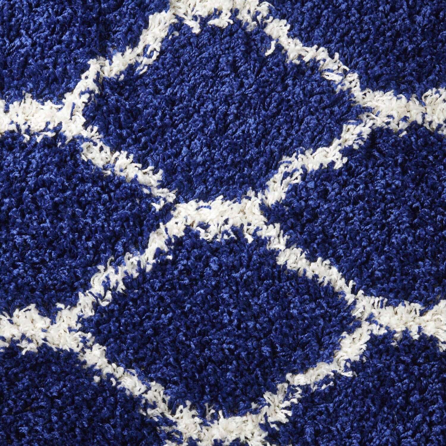 Navy Moroccan Trellis Shaggy Rug