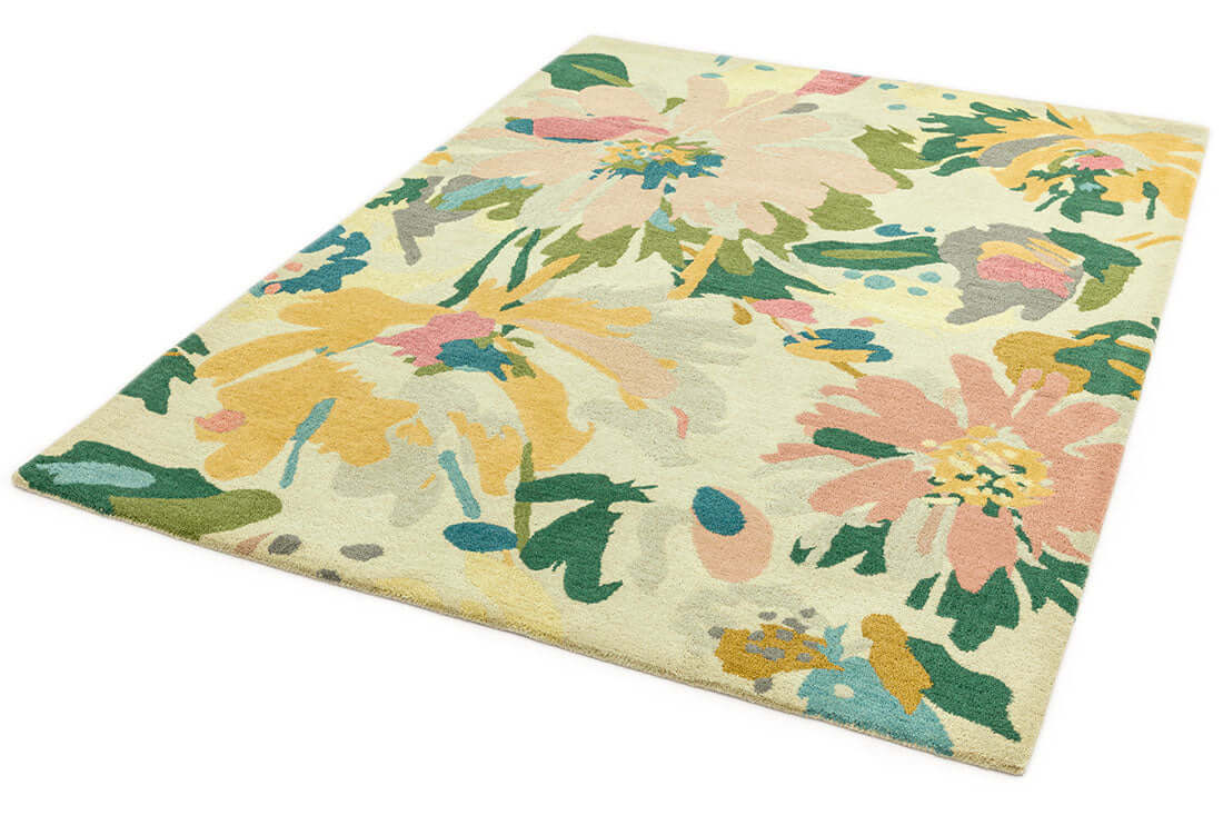 Floral Cream & Pastel Hand-Tufted Rug
