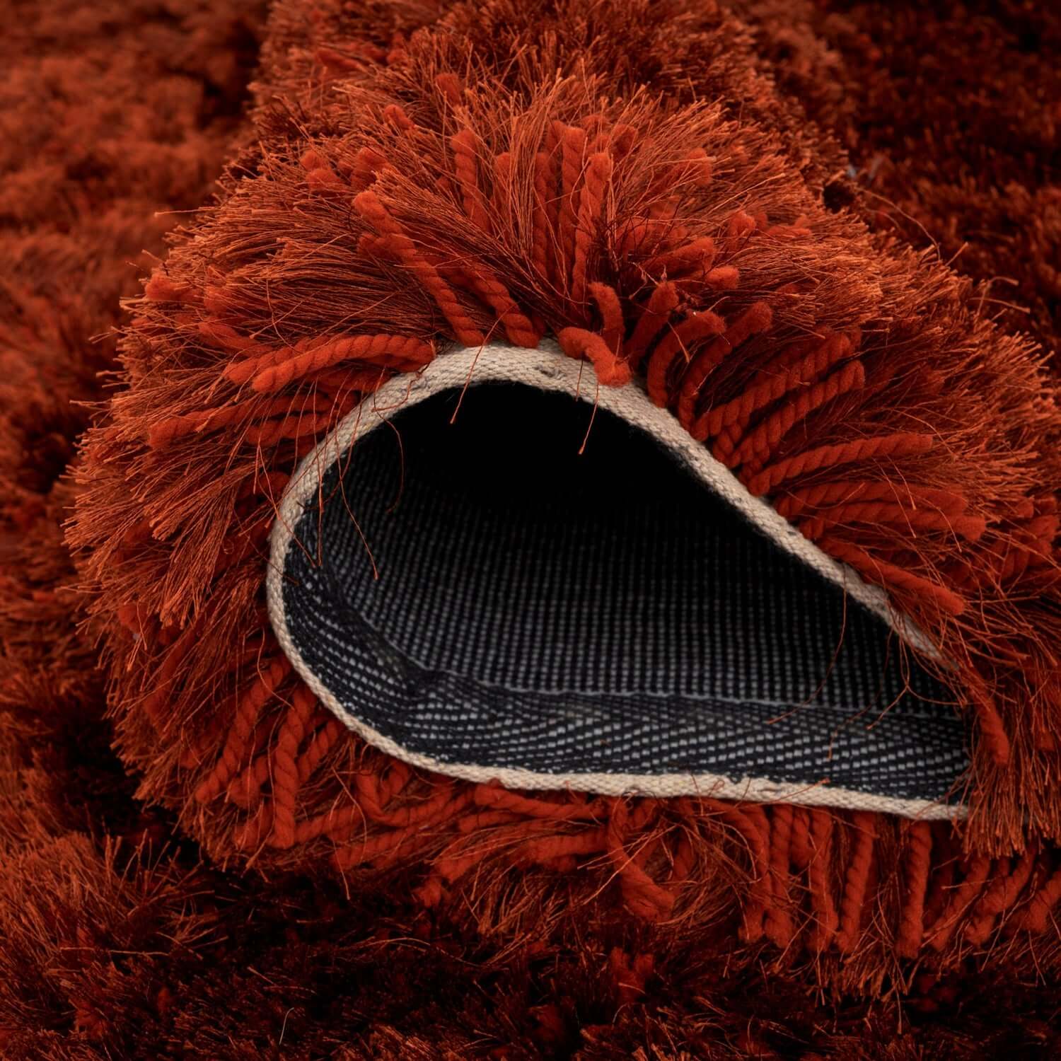 Rust Orange Shaggy Rug Plush Soft