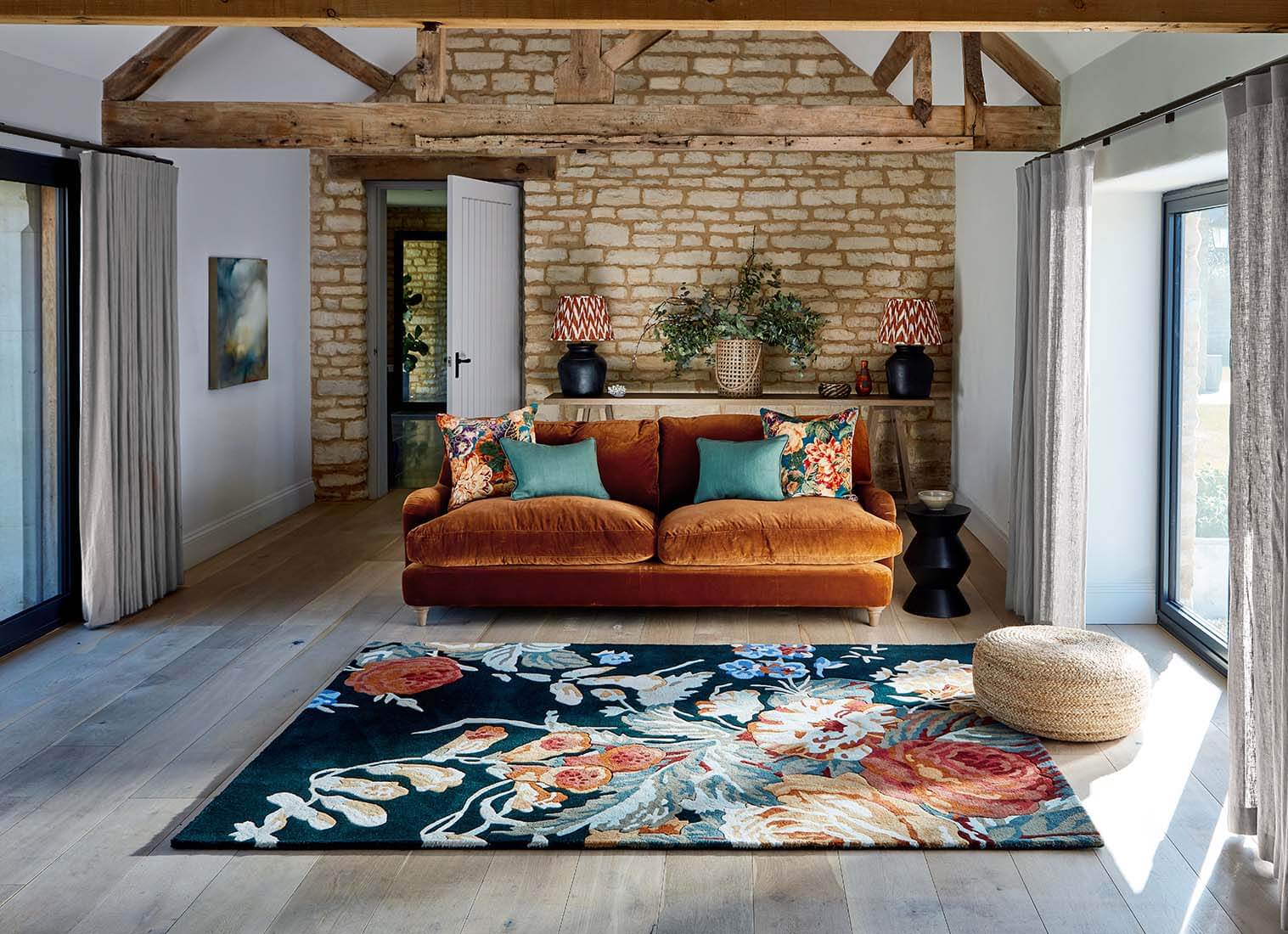 Park Navy/Burnt Orange Hand-Tufted Rug