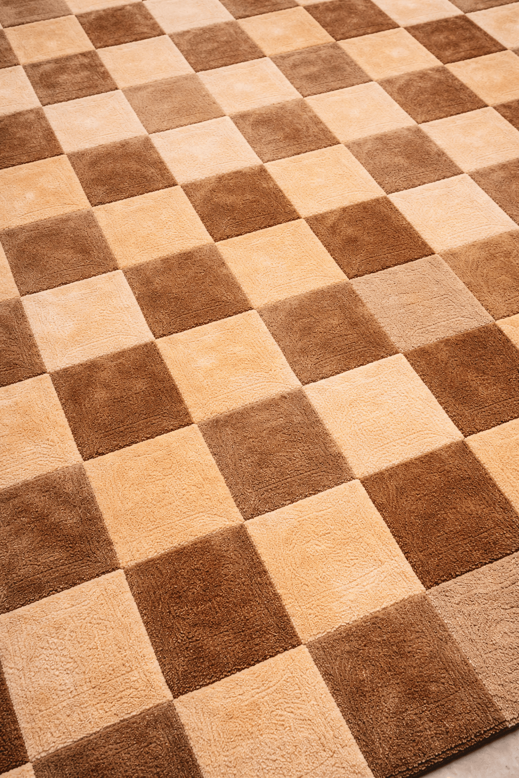 Textured patchwork rug featuring shades of brown and cream, showcasing the Brown Matrix design for elegant interiors.