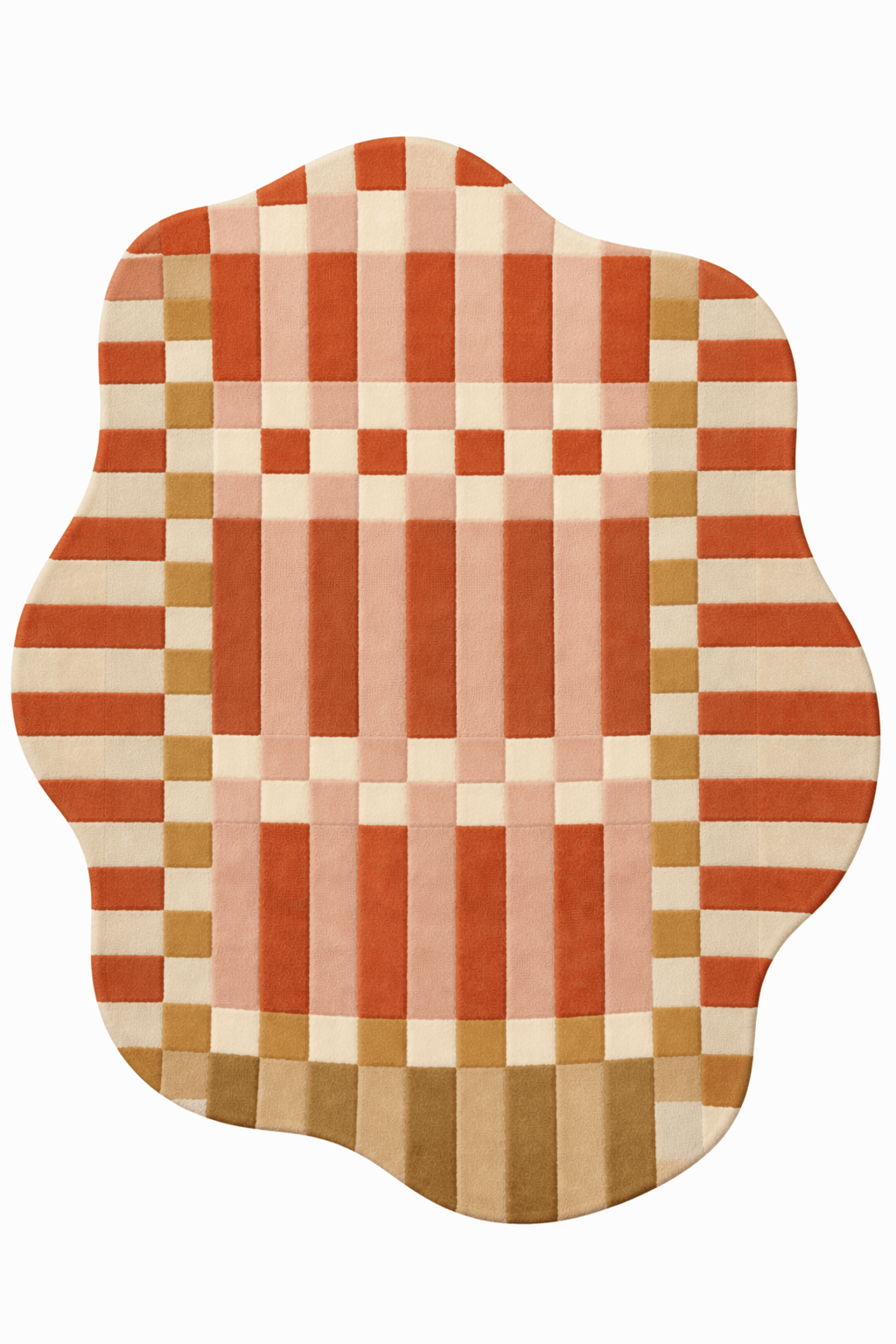 Terracotta Grid Sculpt Rug