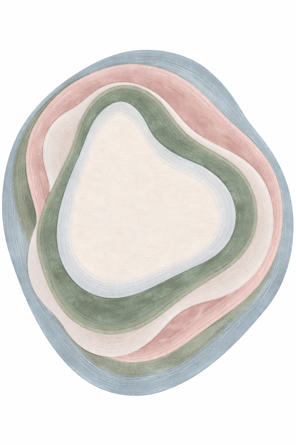 Contemporary contour rug featuring soft colors and unique organic shape for modern home decor.