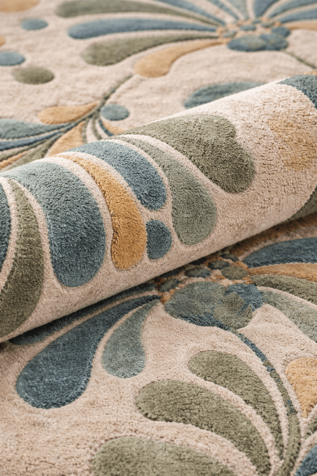 close-up of the Botanical Bloom Hand-Tufted Wool Rug showcasing its floral design and vibrant colors