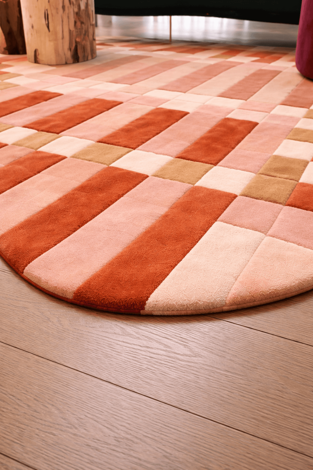 Terracotta Grid Sculpt Rug