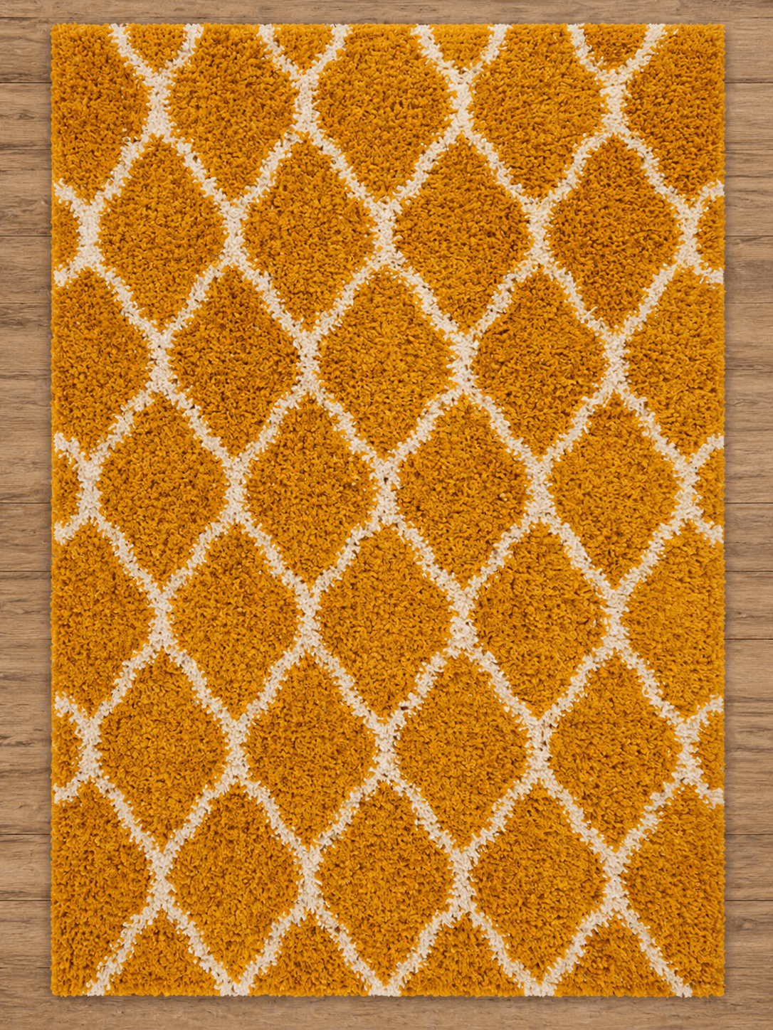 Yellow Moroccan Trellis Shaggy Rug