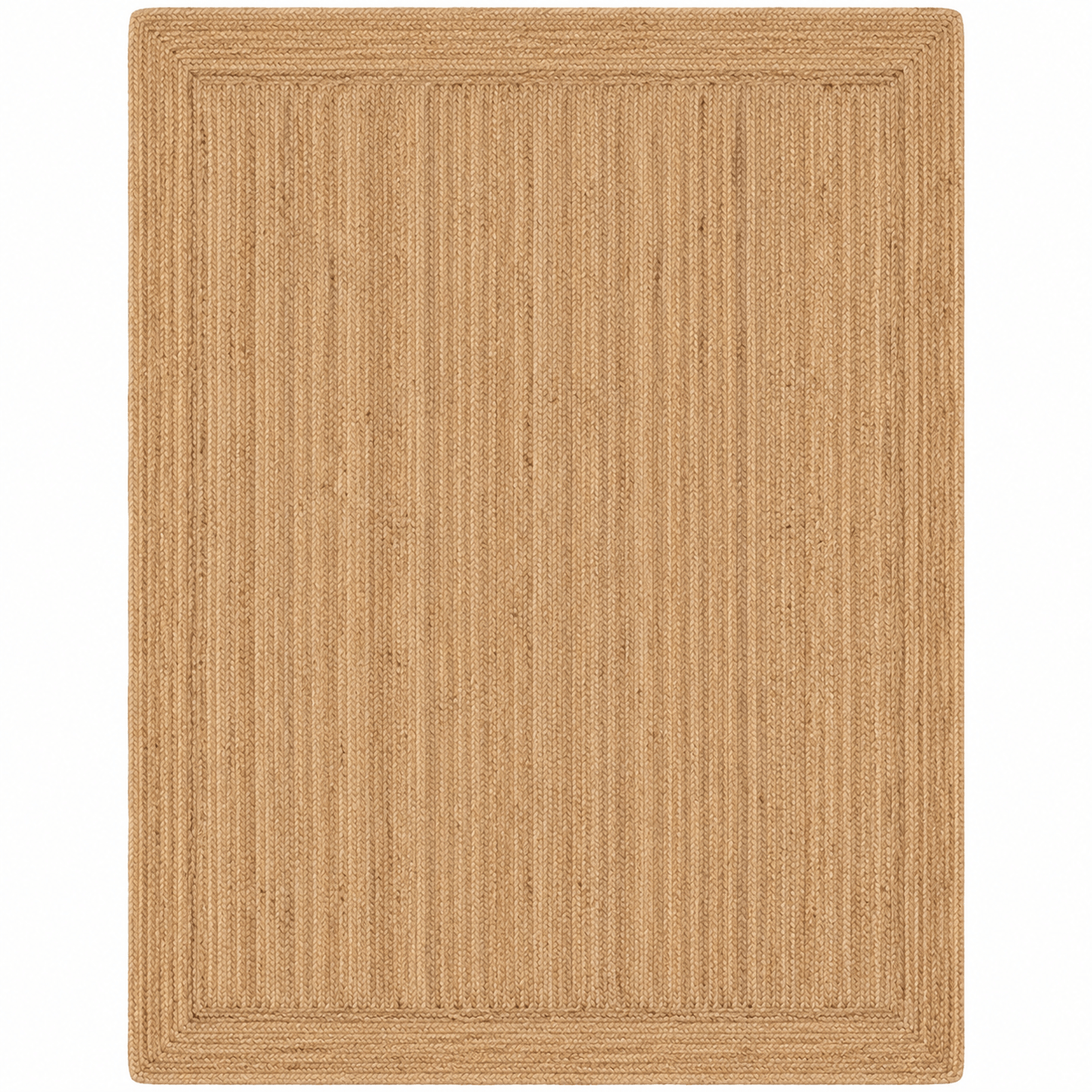 Natural braided jute rug showcasing a clean braided flatweave design and structured border for a minimalist aesthetic.