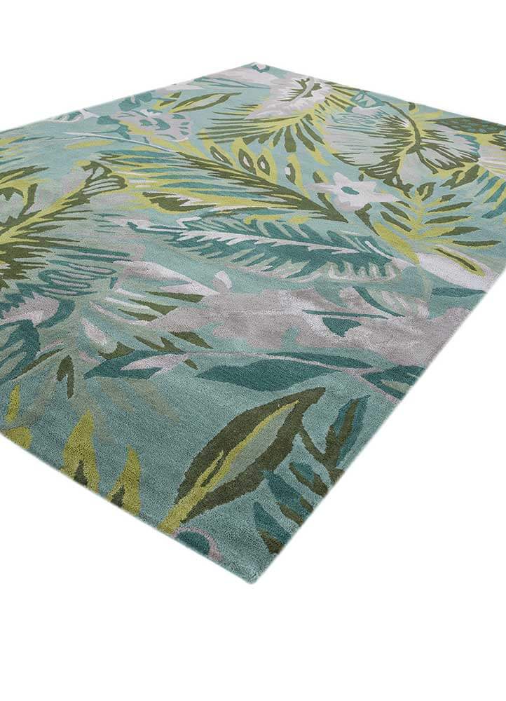 cool aqua/green Hand Tufted Rug