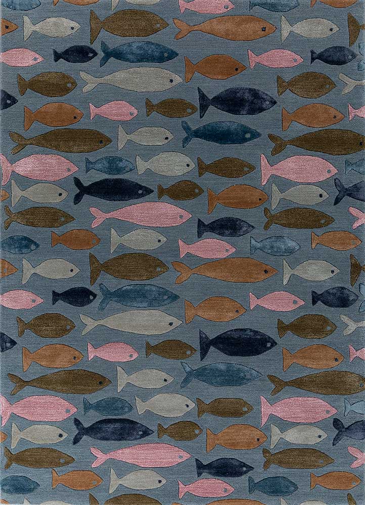 blue haze/olive hand tufted kids Rugs