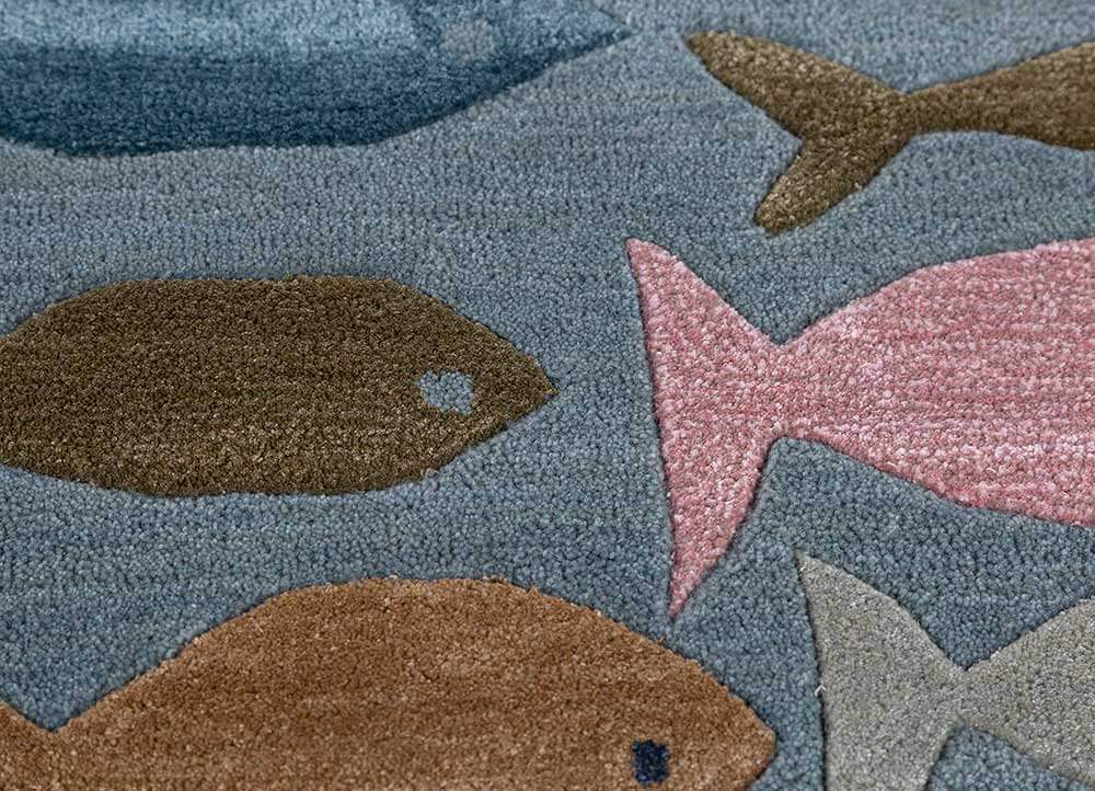 blue haze/olive hand tufted kids Rugs