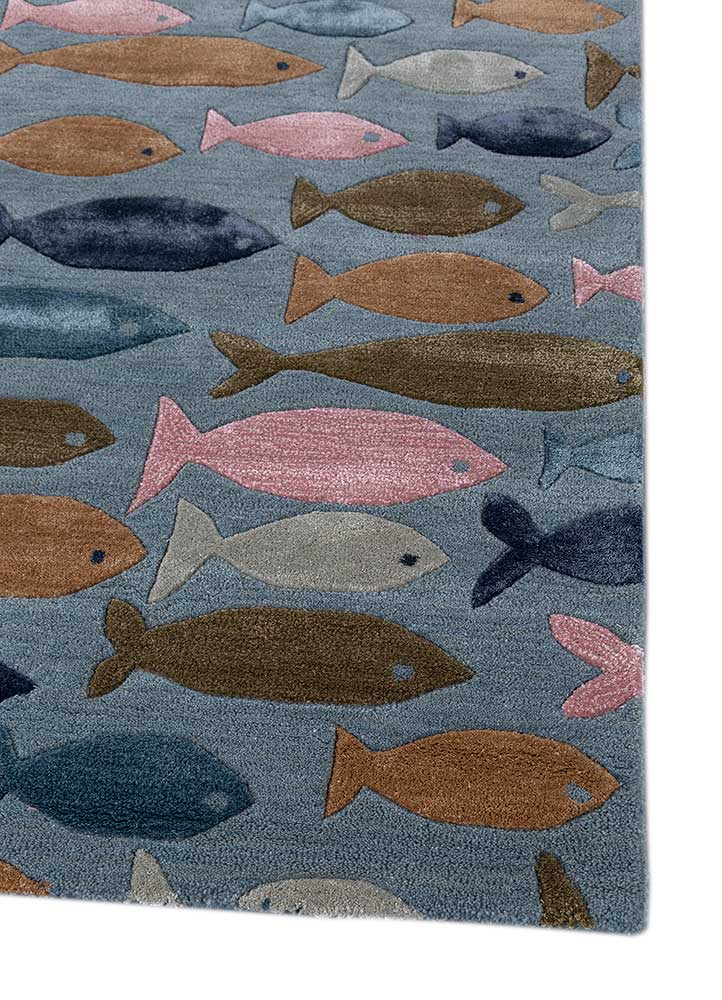 blue haze/olive hand tufted kids Rugs