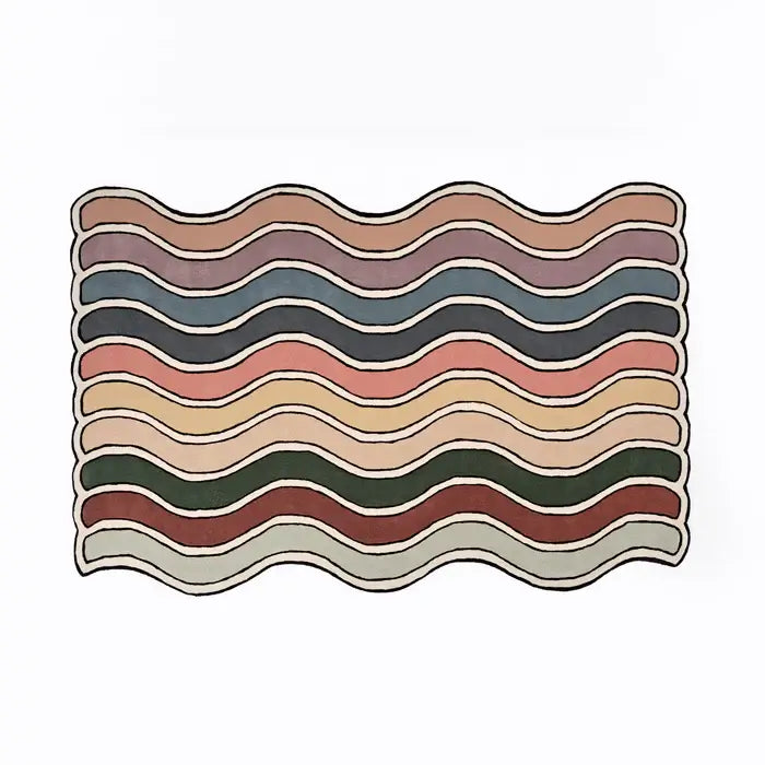 Wavy Rainbow 3-Stripe Rug