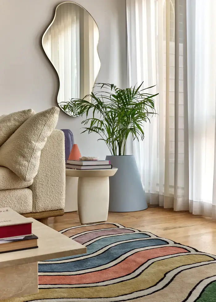 Wavy Rainbow 3-Stripe Rug