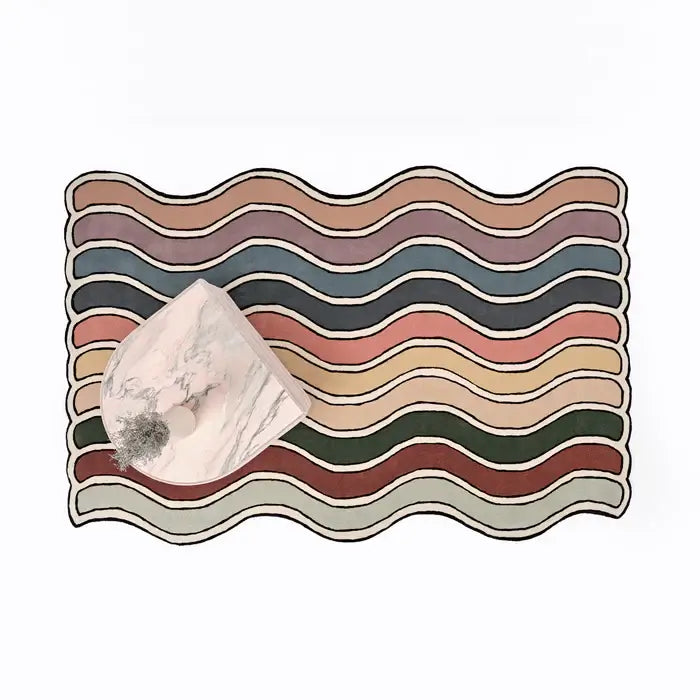 Wavy Rainbow 3-Stripe Rug