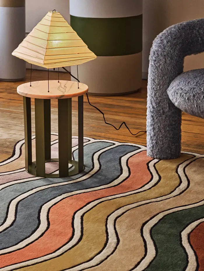 Wavy Rainbow 3-Stripe Rug