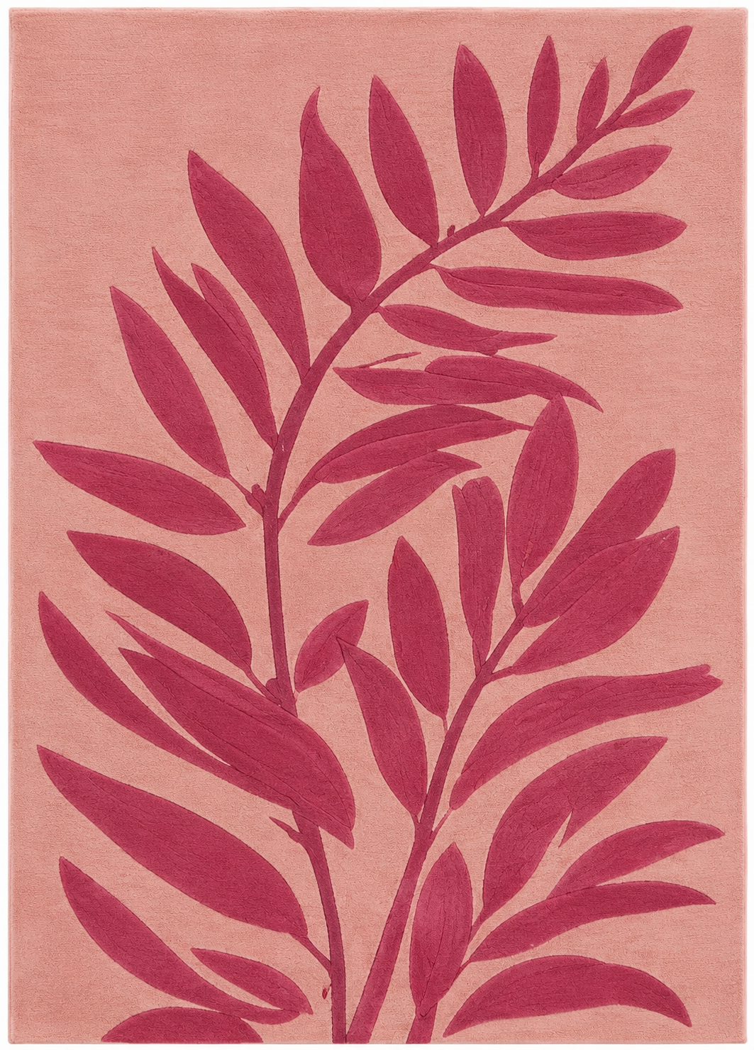 Roselle Canopy Rug featuring botanical design canopy rug with delicate leafy branches in rich berry hues on blush background.