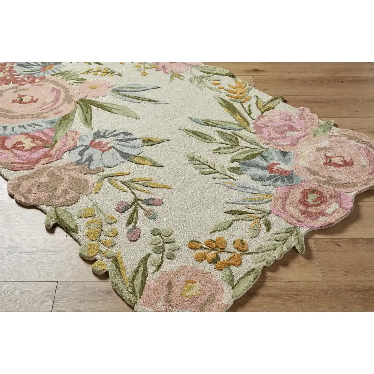 Floral Cream & Pastel Hand-Tufted Rug